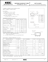 KTA1001 datasheet: PNP transistor for camera strobo flash applications and high current applications. KTA1001