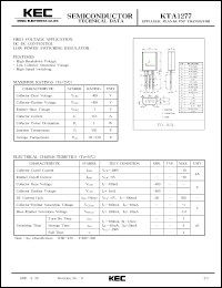 KTA1277 datasheet: PNP transistor for high voltage applications, DC-DC converter and low power switching applications KTA1277