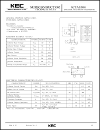 KTA1504 datasheet: PNP transistor for general purpose and switching applications KTA1504