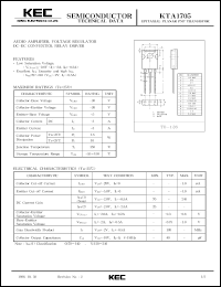 KTA1705 datasheet: PNP transistor for audio amplifier, voltage regulator, DC-DC converter and relay driver applications KTA1705