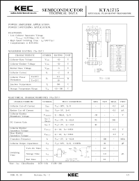 KTA1715 datasheet: PNP transistor for power amplifier and power switching applications KTA1715