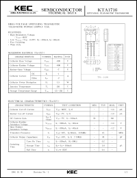 KTA1716 datasheet: PNP transistor for high-voltage switching telephone power supply use KTA1716