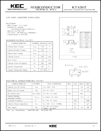 KTA2017 datasheet: PNP transistor for low noise amplifier applications KTA2017