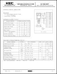 KTB1367 datasheet: PNP transistor for general purpose applications KTB1367