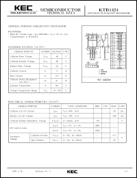 KTB1424 datasheet: PNP darlington transistor for general purpose applications KTB1424