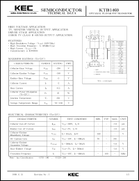 KTB1469 datasheet: PNP transistor for high voltage applications, TV, monitor vertical output applications, driver stage and color TV class B sound output applications KTB1469