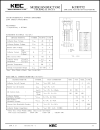 KTB772 datasheet: PNP transistor for audio frequency power amplifier and low speed switching applications KTB772