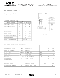 KTC1027 datasheet: NPN transistor for high voltage applications KTC1027