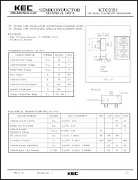 KTC3121 datasheet: NPN transistor for TV tuner, UHF oscillator applications (common base) and TV tuner, UHF converter applications (common base) KTC3121