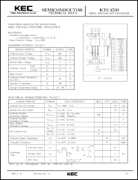 KTC4520 datasheet: NPN transistor for switching regulator applications and high voltage switching applications KTC4520