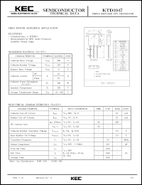 KTD1047 datasheet: NPN transistor for high power amplifier applications KTD1047