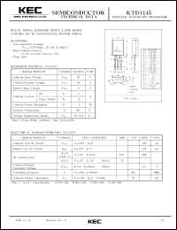 KTD1145 datasheet: NPN transistor for relay drive, hammer drive, lamp drive, strobo, DC-DC converter and motor drive applications KTD1145