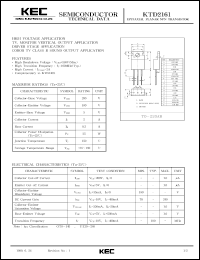 KTD2161 datasheet: NPN transistor for high voltage applications, TV, monitor vertical output applications, driver stage applications and color TV class B sound output applications KTD2161
