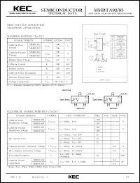 MMBTA92 datasheet: PNP transistor for high voltage and telephone applications MMBTA92