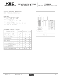 2N5400 datasheet: PNP transistor for general purpose and high voltage applications 2N5400