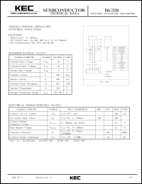 BC328 datasheet: PNP transistor for general purpose and switching applications BC328