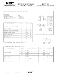 KDS121 datasheet: Silicon diode for ultra high speed switching applications KDS121