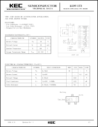 KDV173 datasheet: PIN diode for VHF-UHF band RF attenuator applications. AGC for AM/FM tuner KDV173