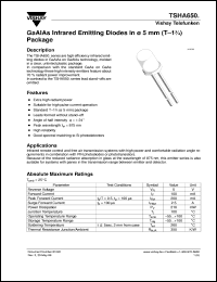 TSHA6502 datasheet: High performance GaAlAs 870 nm IR emitter diode TSHA6502