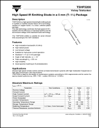 TSHF5200 datasheet: High speed IR emitter diode TSHF5200