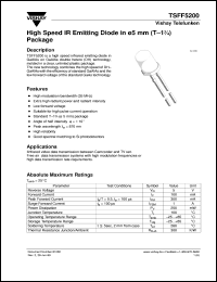 TSFF5200 datasheet: High speed IR emitter diode TSFF5200