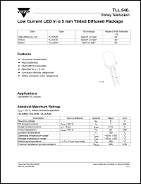 TLLY5400 datasheet: Low current Yellow (585 nm) LED TLLY5400