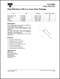 TLHO4900 datasheet: Standard Orange(605nm) LED TLHO4900