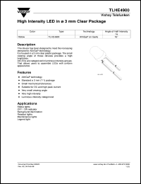 TLHE4900 datasheet: Standard Yellow(590nm) LED TLHE4900