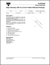 TLHE4400 datasheet: Standard Yellow(590nm) LED TLHE4400