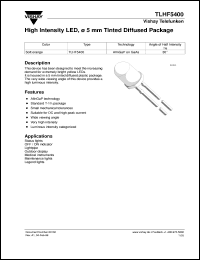 TLHF5400 datasheet: Standard Softorange(610nm) LED TLHF5400