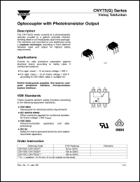 CNY75A datasheet: Opto isolator for safety application CNY75A