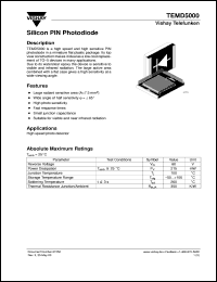 TEMD5000 datasheet: Photo PIN diode TEMD5000