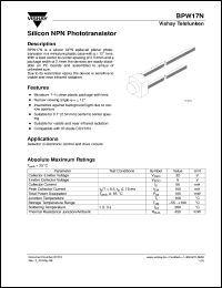 BPW17N datasheet: Photo transistor BPW17N