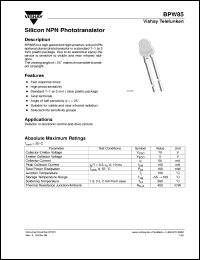 BPW85C datasheet: Photo transistor BPW85C