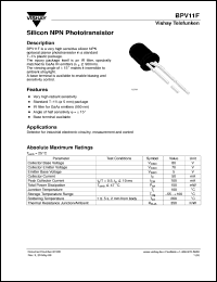 BPV11F datasheet: Photo transistor BPV11F