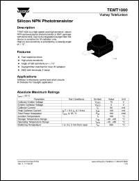 TEMT1000 datasheet: Photo transistor TEMT1000