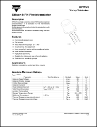 BPW76B datasheet: Photo transistor BPW76B