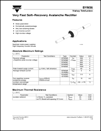 BYM36C datasheet: Fast recovery rectifier for general purpose applications for power conversion BYM36C