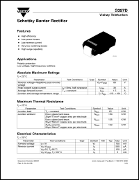 S397D datasheet: Schottky barrier rectifier for general purpose applications and modern power management systems for all kind of portable equipment S397D