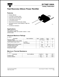 BYT08P1000A datasheet: Ultra fast recovery rectifier for general purpose applications for power conversion BYT08P1000A