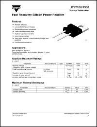 BYT106-1300 datasheet: Ultra fast recovery rectifier for general purpose applications for power conversion BYT106-1300