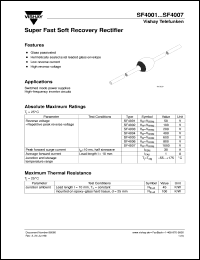 SF4002 datasheet: Ultra fast recovery rectifier for general purpose applications for power conversion SF4002