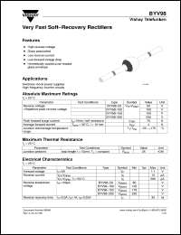BYV98-200 datasheet: Ultra fast recovery rectifier for general purpose applications for power conversion BYV98-200