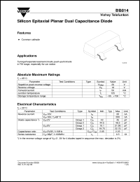 BB814-1 datasheet: Small signal capacitance diode for frequency tuning in FM radio tuners BB814-1