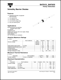 BAT81S datasheet: Small signal Schottky barrier diode for ultra high-speed switching applications and protection circuit BAT81S