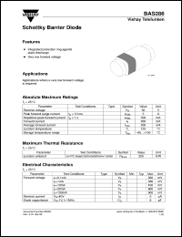 BAS286 datasheet: Small signal Schottky barrier diode for ultra high-speed switching applications and protection circuit BAS286