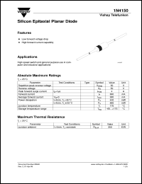 1N4150 datasheet: Small signal switching diode for general purpose applications 1N4150