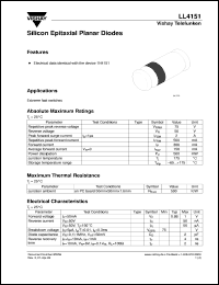LL4151 datasheet: Small signal switching diode for general purpose applications LL4151