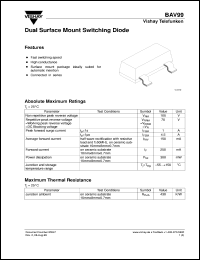 BAV99 datasheet: Small signal switching diode for general purpose applications BAV99