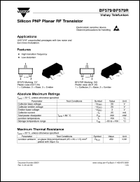 BF579R datasheet: PNP small signal RF transistor BF579R